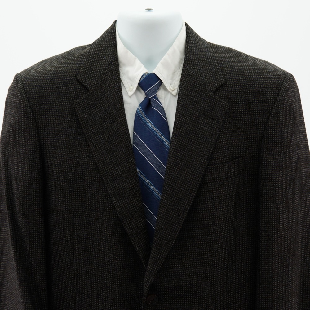 Hart Schaffner Marx Soft Tweed Wool Brown Tan Blue Check Sport Coat 40R Tag 39R‎